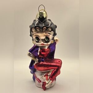 Kurt S. Adler Hand Crafted Glass Betty Boop Christmas Ornament Glitter 5.5" 2007